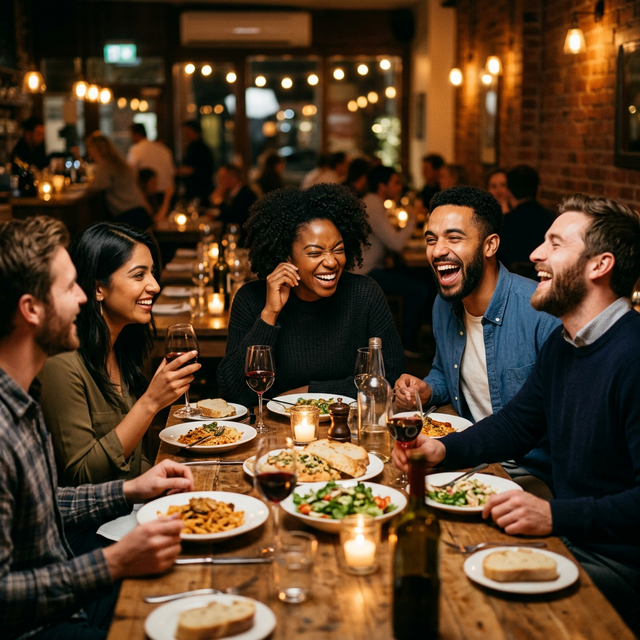Friends enjoying dinner together